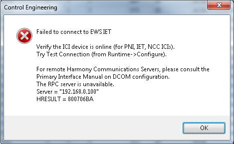 Xybernetics ABB DCS Verify The ICI Deice is Online Harmony Communication Server