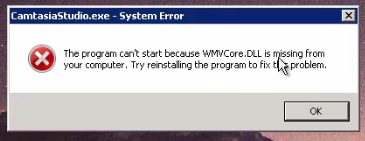 Xybernetics Microsoft Windows The program can't start because WMVCore.dll is missing from your computer. Try installing the program to fix this problem